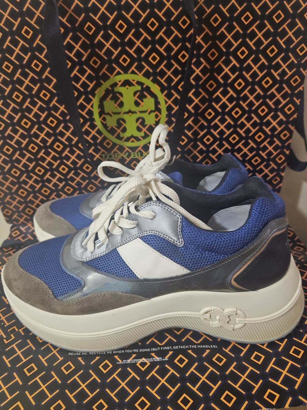 Tory Burch Gemini Link Platform  Sneakers Multi-color Blue Size 9